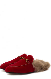 Бархатные сабо Princetown с пряжкой-трензелем Gucci