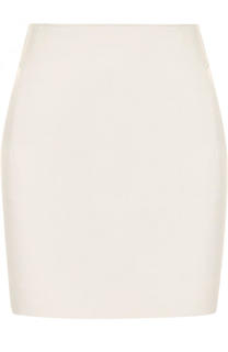 Однотонная кожаная мини-юбка Saint Laurent