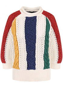 Пуловер фактурной вязки с круглым вырезом и укороченным рукавом Sacai
