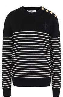 Шерстяной пуловер в полоску с круглым вырезом J.W. Anderson