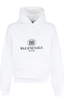 Хлопковое худи с логотипом бренда Balenciaga