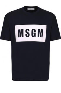 Хлопковая футболка с логотипом бренда MSGM