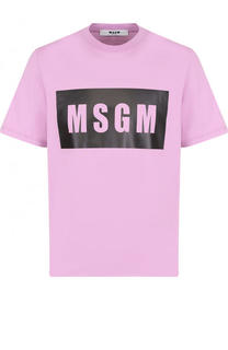 Хлопковая футболка с логотипом бренда MSGM