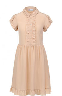 Приталенное шелковое мини-платье с оборками REDVALENTINO