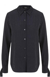 Шелковая блуза свободного кроя в полоску Theory