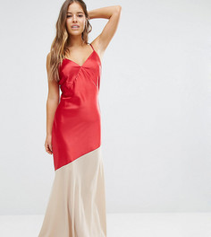 Платье макси с контрастной вставкой John Zack Petite - Мульти