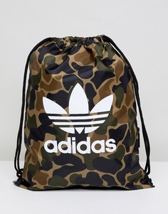 Спортивная сумка с камуфляжным принтом adidas Originals CD6099 - Зеленый