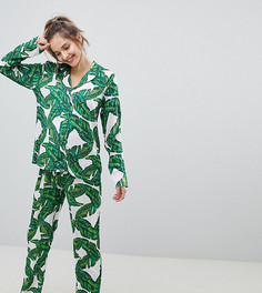 Пижамный комплект из 100% модала с принтом банановых листьев ASOS DESIGN Maternity - Мульти