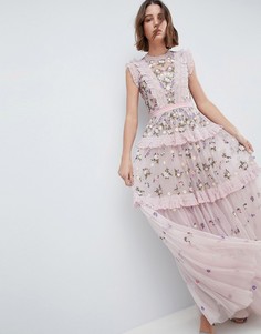 Декорированное платье макси с высоким воротом Needle & Thread - Фиолетовый