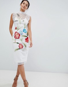 Платье миди с цветочной вышивкой Hope & Ivy - Белый