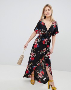 Платье миди с запахом и принтом New Look - Черный