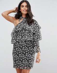 Платье на одно плечо с оборками Influence - Мульти