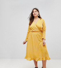 Платье миди в горошек Influence Plus - Желтый