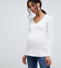 Лонгслив с V-образным вырезом ASOS DESIGN Maternity Ultimate - Белый