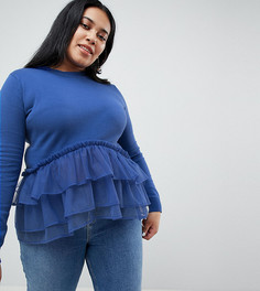 Джемпер с ярусными оборками Lost Ink Plus - Синий