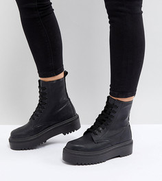 Массивные ботинки для широкой стопы на шнуровке ASOS DESIGN Attitude - Черный