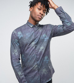 Строгая рубашка скинни с цветочным принтом Noak - Темно-синий