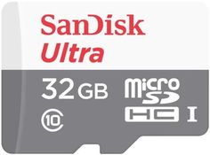 Карта памяти microSDHC UHS-I SANDISK Ultra 80 32 ГБ, 80 МБ/с, Class 10, SDSQUNS-032G-GN3MN, 1 шт.