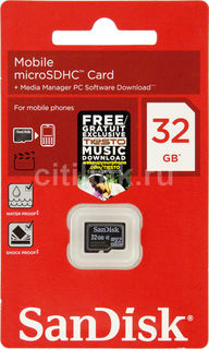 Карта памяти microSDHC SANDISK 32 ГБ, Class 4, SDSDQM-032G-B35, 1 шт.