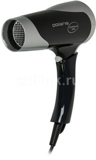 Фен POLARIS PHD1667TTi, дорожный, 1600Вт, черный и серебристый