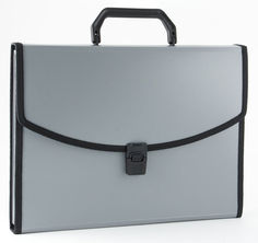 Портфель Бюрократ -BPP13LGREY 13 отдел. A4 с окантовкой пластик 0.7мм серый