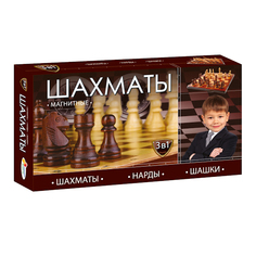 Настольная игра Играем вместе 3в1 Шашки, шахматы, нарды магнитные G049-H37005R