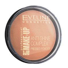 Пудра компактная для лица `EVELINE` ANTI-SHINE COMPLEX PRESSED POWDER тон 36 (deep beige) минеральная матирующая