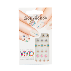 Наклейки для ногтей `GLOSSYBLOSSOM` VIVID DAZZLING DECORATION (цветные короны, круги)