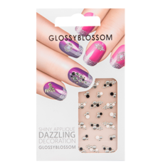 Наклейки для ногтей `GLOSSYBLOSSOM` DAZZLING DECORATION  черно-белые камни