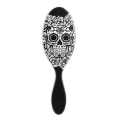 Расческа для волос `WET BRUSH` ORIGINAL DETANGLER SUGAR SKULLS черно-белая