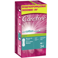 Прокладки ежедневные `CAREFREE` Cotton Fresh (ароматизированные) воздухопроницаемые 34 шт