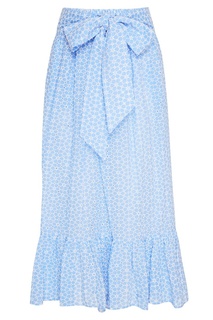 Голубая хлопковая юбка с цветами Lisa Marie Fernandez