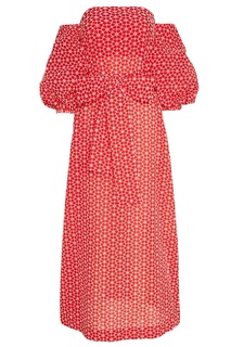 Красное платье-макси с вышитыми цветами Lisa Marie Fernandez