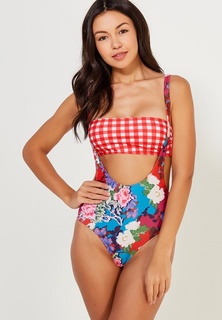 Купальник LOST INK GINGHAM BANDEAU FLORAL SWIMSUIT