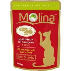 Паучи Molina Taste & Quality Chicken Recipe with Beef in Gravy цыплёнок и говядина в соусе для кошек 100г (1112)