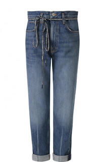 Укороченные джинсы с потертостями и завышенной талией Proenza Schouler