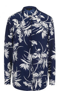 Шелковая блуза с контрастным цветочным принтом Escada