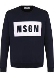 Хлопковый свитшот с логотипом бренда MSGM