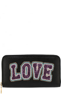 Кожаное портмоне на молнии с аппликацией из бисера Dolce &amp; Gabbana