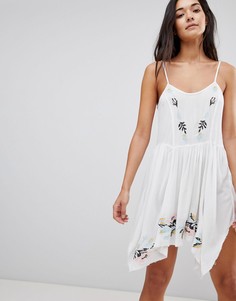 Пляжный сарафан с цветочной вышивкой ASOS - Белый