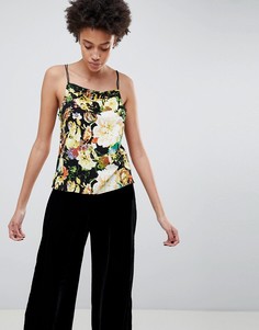 Топ на бретельках с цветочным принтом Minimum - Черный