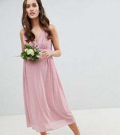 Платье миди с запахом и поясом TFNC Maternity Bridesmaid - Розовый