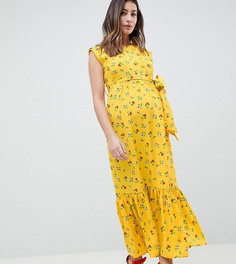 Платье макси без рукавов с цветочным принтом и оборками ASOS DESIGN Maternity - Мульти