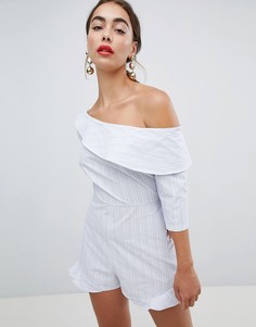 Ромпер в полоску на одно плечо River Island - Синий