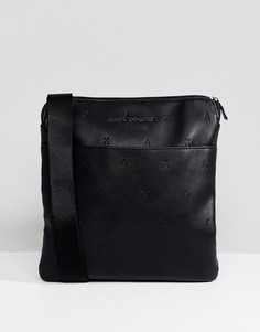 Черная сумка для авиапутешествий из искусственной кожи с логотипом Armani Exchange - Черный