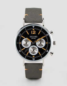 Часы с хронографом и серым кожаным ремешком Reclaimed Vintage Inspired 42 мм эксклюзивно для ASOS - Серый