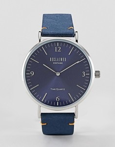 Часы с темно-синим кожаным ремешком Reclaimed Vintage Inspired 42 мм эксклюзивно для ASOS - Темно-синий