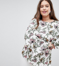 Блузка с ярусными рукавами и цветочным принтом AX Paris Plus - Мульти