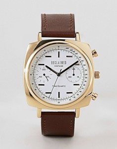 Часы 42 мм с коричневым кожаным ремешком Reclaimed Vintage Inspired эксклюзивно для ASOS - Коричневый