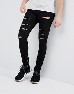 Черные джинсы скинни с прорехами и молниями Granted - Черный
